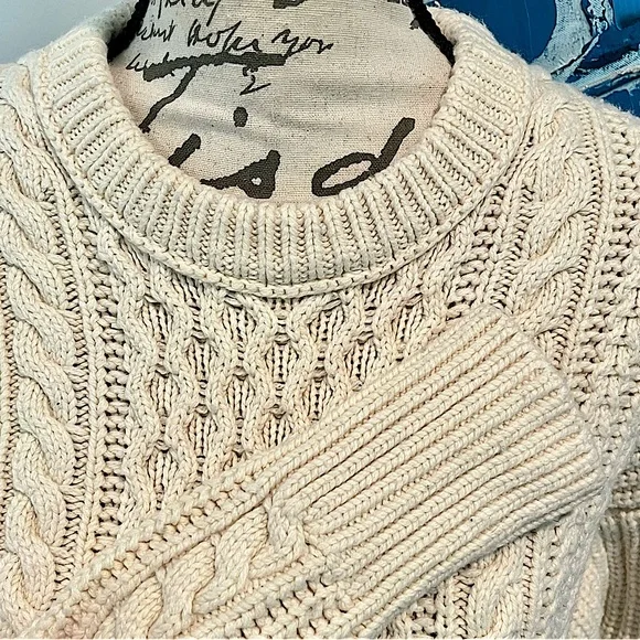 J.Crew Cable Knit Sweater with Side Slit Fringe Detail in Ivory - Picture 8 of 16